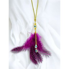 Biuti Çerçeveli Nazar Zincir Salkım Tüylü Araba Dikiz Ayna Süsü, Yeni Araba Hediyesi