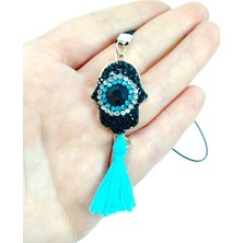 Biuti Siyah Fatma Ana Eli Parlak Taşlı  Nazar Boncuğu Araba Dikiz Ayna Süsü Lüks Hediyelik Aksesuar