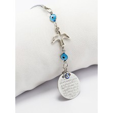 Biuti Çerçeveli Nazar Boncuklu Kuşlu Metal Ayetel Kürsi Dualı Dikiz Ayna Süsü, Yeni Araba Hediyesi