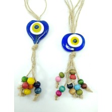 Ennea Art Nazar Boncuğu Araba Dikiz Ayna Süsü / Duvar Süsü El Yapımı Büyük Danagözü Ikili Hediyelik Set