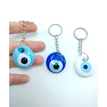 Ennea Art Cam Nazar Boncuğu Anahtarlık Üçlü Set El Yapımı Anahtarlık/araba Dikiz Ayna Süsü Hediyelik Aksesuar