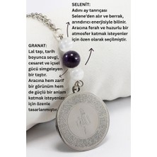 Biuti Gri Çelik Ayetel Kürsi Felak Nas Ihlas Araba Dikiz Ayna Süsü, Doğal Taşlar: Selenit, Granat