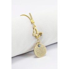 Biuti Parlak Taşlı Kelebek Metal Ayetel Kürsi Dualı Dikiz Ayna Süsü 2,3 cm Modern Tasarım