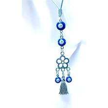 Biuti Nazar Boncuğu Detaylı Metal Çiçek Yeni Araba Dikiz Ayna Süsü / Gümüş Renk Yeni Araba Hediyesi