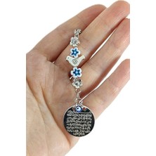 Biuti Yeni Araba Hediyesi, Sedef Çiçek Boncuklu Metal Kuş Dikiz Ayna Süsü