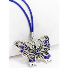 Biuti Lacivert Parlak Taşlı Metal Kelebek Araba Dikiz Ayna Süsü, Yeni Araba Hediyesi