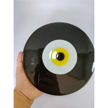 Ennea Art Siyah Nazar Boncuğu Masaüstü Dekoru 20 cm El Yapımı Büyük Deliksiz Cam Hediyelik Eşya