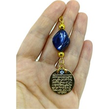 Biuti Sedef Lacivert Boncuk Metal Ayetel Kürsi Araba Dikiz Ayna Süsü, Lüks Yeni Araba Hediyesi