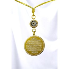 Biuti Zirkon Taşlı Nazar Gold Çelik Çift Taraflı Ayetel Kürsi/ Nazar Ayeti Araba Dikiz Ayna Süsü