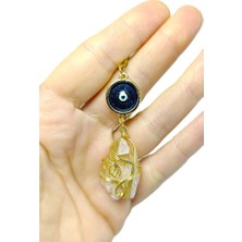 Biuti Metal Örgülü Sitrin Taşı Araba Dikiz Ayna Süsü Hediyelik Aksesuar, Doğal Taşlı Metal Nazar Boncuğu