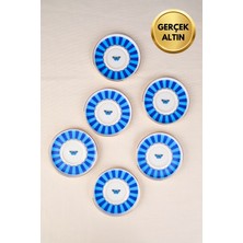 Tabak Evi Porselen Butterfly Collection Altın Yaldızlı Çay Tabağı 11,8cm Mavi 6 Lı