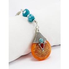 Biuti Geleneksel Tibet El Yapımı Kehribar Balmumu Turkuaz Araba Dikiz Ayna Süsü, Araba Hediyesi