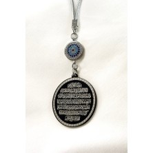 Biuti Zirkon Taşlı Nazar Siyah Çelik Çift Taraflı Ayetel Kürsi /nazar Ayeti Araba Dikiz Ayna Süsü