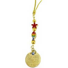 Biuti Lotus Çiçeği Balık Metal Ayetel Kürsi Araba Dikiz Ayna Süsü, Gold Renkli