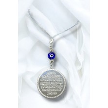 Biuti Yassı Nazar Boncuklu Çelik Ayetel Kürsi Dualı Araba Dikiz Ayna Süsü, Yeni Araba Hediyesi