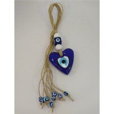 Ennea Art Püsküllü Kalp Nazar Boncuğu El Yapımı Duvar Dekoru