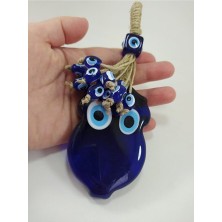 Ennea Art Baykuş Nazar Boncuğu Püsküllü El Yapımı Cam Duvar Dekoru