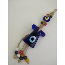 Ennea Art Renkli Kaftan Nazar Boncuğu Makrome Duvar Dekoru  7x6 cm