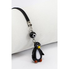 Biuti El Yapımı Cam Siyah Nazarlı Sevimli Penguenli Araba Dikiz Ayna Süsü, Yeni Araba Hediyesi