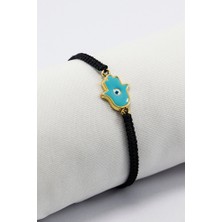 Biuti Mineli Metal Turkuaz Hamse Fatma Ana Eli Nazar Boncuğu Ayarlanabilir Asansörlü Bileklik