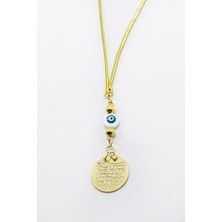 Biuti El Yapımı Cam Nazarlı Metal Ayetel Kürsi Dualı Araba Dikiz Ayna Süsü, Yeni Araba Hediyesi