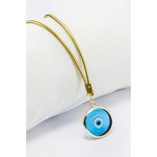 Biuti Gold Çerçeveli Turkuaz Nazar Boncuklu Araba Dikiz Ayna Süsü, Yeni Araba Hediyesi