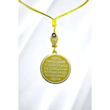 Biuti Parlak Taşlı Balık Gold Çelik Çift Taraflı Ayetel Kürsi/ Nazar Ayeti Araba Dikiz Ayna Süsü