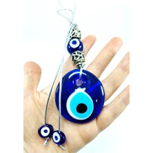 Ennea Art El Yapımı Büyük Cam Nazar Boncuğu 5 cm Metalik Boncuklu Duvar Dekoru