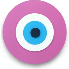Ennea Art Minimalist Fuşya Nazar Boncuğu El Yapımı Ahşap Büyük Nazarlık 20 cm Hediyelik Eşya