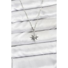Prativas 316L Çelik Zincir Gümüş Renk Kutup Yıldızı Model Kadın Kolye - PRT3500EB10206