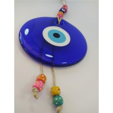 Ennea Art Renkli Boncuklu Büyük Nazar Boncuğu 13CM El Yapımı Cam Duvar Dekoru
