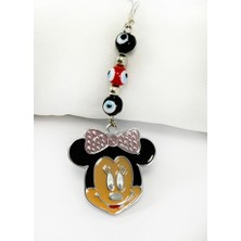 Biuti El Yapımı Cam Nazar Boncuklu Mini Fare Figürlü Araba Dikiz Ayna Süsü