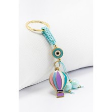 Biuti Bebe Mavisi Çerçeveli Nazar Boncuklu Renkli Uçan Balon Salkım Dikiz Ayna Süsü, Yeni Araba Hediyesi