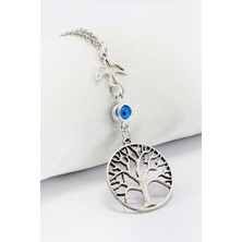 Biuti Gümüş Renkli Kuşlu Hayat Ağacı Araba Dikiz Ayna Süsü, Yeni Araba Süsü