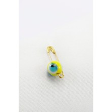 Biuti Gelin Bohçası Bebek Mevlidi Sarı Cam Nazar Boncuklu Çengelli Iğne, 10 Adet Düğün Nişan Aksesuar