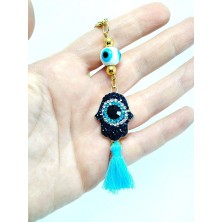 Biuti Lacivert Fatma Ana Eli Nazar Boncuğu Araba Dikiz Ayna Süsü, Yeni Araba Hediyesi