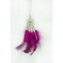 Biuti El Yapımı Minik Pembe Cam Boncuklu Düş Kapanı Tüylü Araba Dikiz Ayna Süsü, Yeni Araba Hediyesi