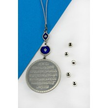 Biuti Mineli Nazar Boncuklu Paslanmaz Çelik Ayetel Kürsi Felak Nas Ihlas Oto Ayna Süsü (4,5cm Plaka)