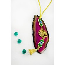 Biuti Gold Renkli Elips Nazarlı Metal Lotus Çiçeği Püsküllü Araba Dikiz Ayna Süsü