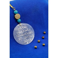 Biuti El Yapımı Turkuaz Doğal Taşlı Parlak Taşlı Lazer Kazıma Nazar Ayeti Araba Dikiz Ayna Süsü