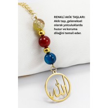 Biuti Gold Paslanmaz Çelik Allah Lafzı Araba Dikiz Ayna Süsü, Doğal Taşlar: Renkli Akik