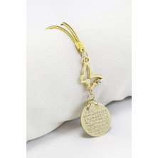 Biuti Parlak Taşlı Kelebek Aksesuarlı Metal Ayetel Kürsi Araba Dikiz Ayna Süsü, Yeni Araba Hediyesi