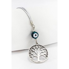 Biuti El Yapımı Zümrüt Yeşili Cam Nazar Boncuklu Metal Hayat Ağacı Araba Dikiz Ayna Süsü