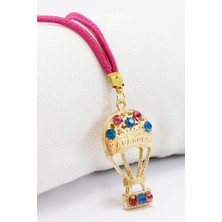 Biuti Turkuaz Pembe Parlak Taşlı Kapadokya Balonu Araba Dikiz Ayna Süsü Tarz Yeni Araba Hediyesi