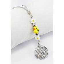 Biuti Papatyalı Sarı Seramik Ördek Yaşam Çiçeği Araba Dikiz Ayna Süsü, Yeni Araba Hediyesi