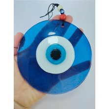 Ennea Art Mavi Büyük Cam Nazar Boncuğu 12 cm El Yapımı Duvar Dekoru Hediyelik Eşya