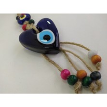 Ennea Art Kalp Nazar Boncuğu 6 cm Makrome Duvar Dekoru