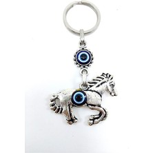 Biuti Metal At Anahtarlık / Dikiz Ayna Süsü Nazar Boncuğu Hediyelik Aksesuar