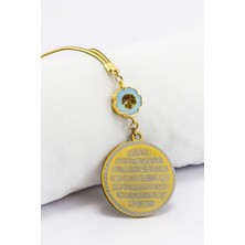 Biuti Turkuaz Çerçeveli Çiçek Ayetel Kürsi Felak Nas Ihlas Araba Dikiz Ayna Süsü, Yeni Araba Hediyesi