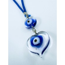 Biuti Kalpli Saydam Nazar Boncuğu Araba Dikiz Ayna Süsü, El Yapımı Cam Araba Hediyesi